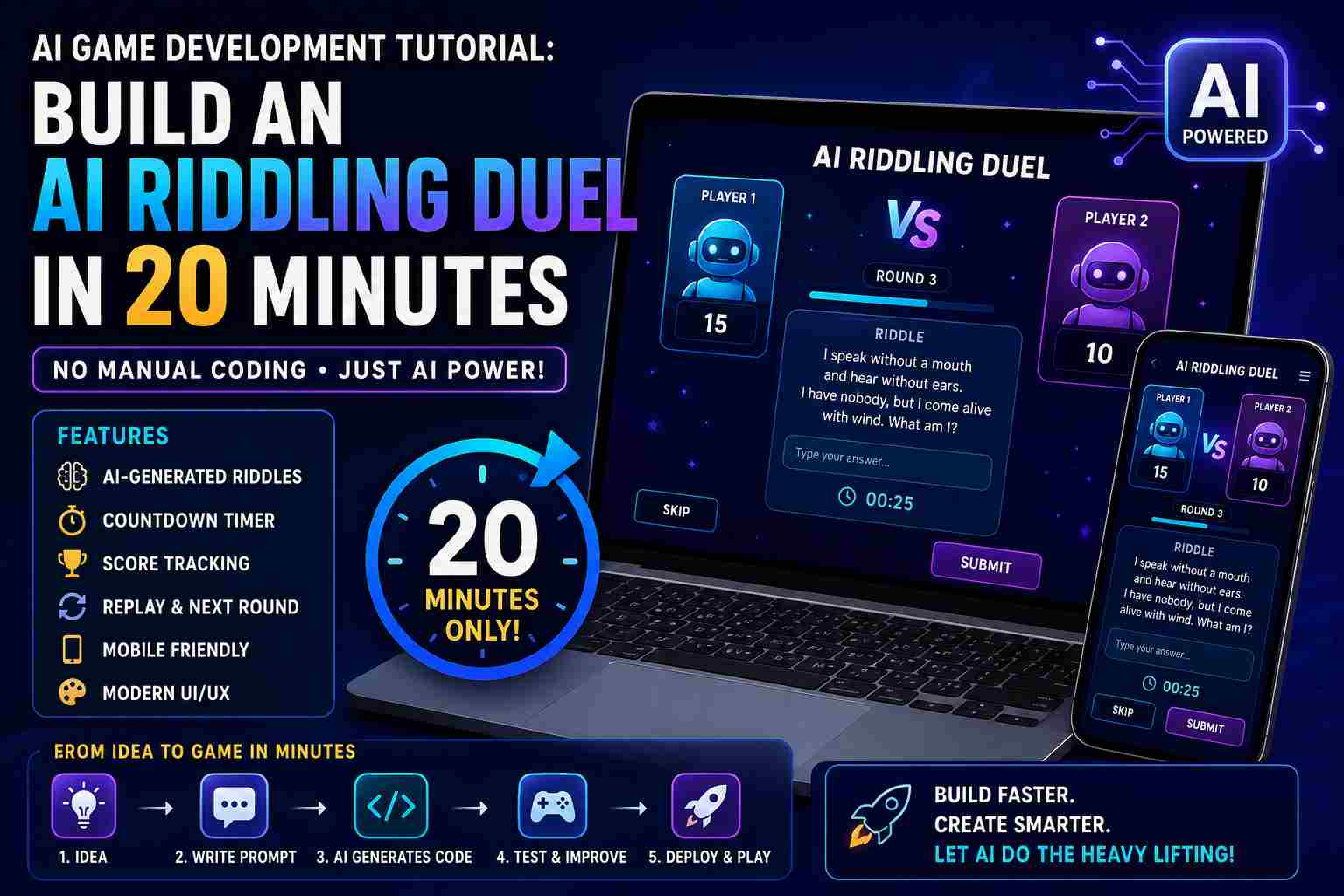 Read more about the article AI Game Development Tutorial: Build a Riddling Duel in 20 Minutes